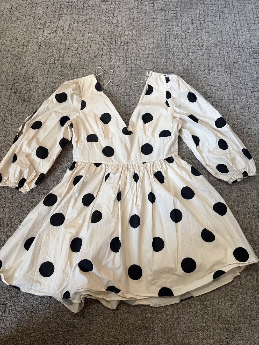 English Factory White Dress with Black Polka Dots